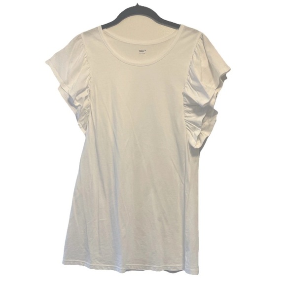 NWOT GAP Pima Cotton Flutter Sleeved Fitted Tee White Size M - Picture 7 of 7